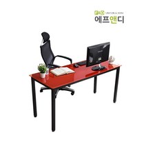 에프앤디 TS 04-W1500 강화유리 책상 사무용책상, 레드/블랙