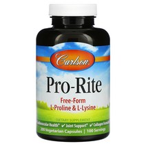칼슨랩 Carlson Labs Pro-Rite 자유형 L-프롤린 L-라이신 200 식물성 캡슐