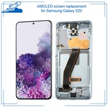 삼성 호환 갤럭시 S20 OLED 터치 스크린 디지타이저 디스플레이 어셈블리 용 100% OEM AMOLED 죽은 픽셀 없음 그림자, [02] S20 White With Frame