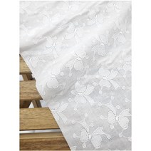 혜인천 대폭 60수 아사면 큰리본 펀칭레이스원단 color 2종, 백아이보리색