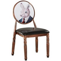 복고풍 빈티지 레트로 포인트캐릭터의자 카페 육각 원형 철제 인조가죽 식탁의자, 미스터쵸코렛 + 표준