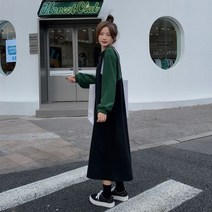 맨투맨원피스 데일리 무릎까지 기모 티셔츠 루즈핏 후드