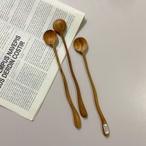 초롱하우스 우드 롱 머들러 나무 원목 긴 웨이브 티스푼 홈 카페 소품