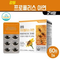 광동 프로폴리스 아연 영양제 플라보노이드 추출물 셀레늄 타우린 비타민C 캡슐 알약 비프로폴리스 항산화 작용 복합 건강 기능식품, 1박스, 프로폴리스 아연 60C