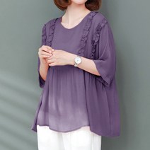 아이엠몽 여성 레이스 포인트 체형커버 블라우스