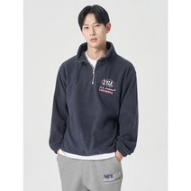 에잇세컨즈 그래픽 스티치 반집업 플리스 스웨트 셔츠 네이비 453141LQ5R