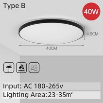 분광계 광도계 적외선 울트라 얇은 Led 천장 램프 18w 30w 50w 현대 패널 조명 거실 침실 주방 실내 따뜻한 화이트, Type B Blcak 40w_빠른해외배송 | 중립 빛