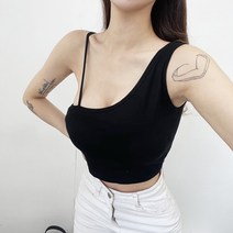 VANANA2 여성 슬림핏 크롭 언발란스 나시 민소매