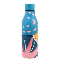 550ml 휴대용 래커 인쇄 진공 컵 스테인레스 스틸 야외 스포츠 물병 가열 냉수 컵, 24x7.3CM, 304 스테인레스 스틸, 라이트 블루
