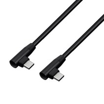 Type-c-Type-c 케이블 남성-남성 USB C 20V 3A 60W PD 빠른 충전 고속 충전 코드 90도 직각 와이어 휴대 전화, 검은 색, 1m