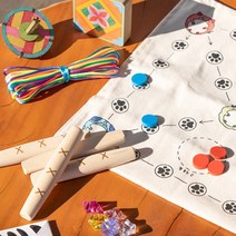 민화샵 전통놀이 6종세트 윷놀이 실뜨기 딱지치기 팽이 추석 만들기, 민화 전통놀이 6종세트