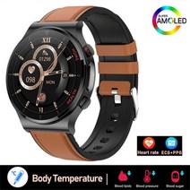 스마트워치 등산시계 러닝시계 마라톤시계 레이저 세 남자 ECG PPG 심박수 혈당 건강 트, Brown leather_L