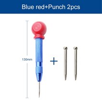 수직 드릴링 가이드 목공 센터링 자동 센터 펀치 스프링로드 로케이터 금속 드릴 조정 핀, 블루 레드 펀치 2pcs