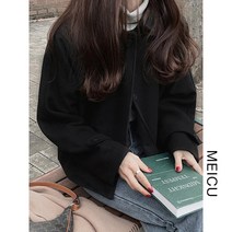 여성 세련된 복고풍 스타일 싱글 브레스트 모직 짧은 코트