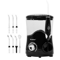 구강 세정기 세척기 600ml 구강 세정기 water flosser waterpick 치과 치아 클리너 치아 미백 ipx7 방수 중괄호 임플란트 용 7 헤드 포함 치아 세척기, 협력사, 검은 색