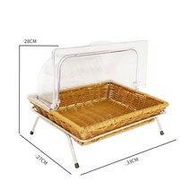 디저트 진열대 빵 베이커리 케이크 쿠키 뷔페 2층 2단 라탄 정리함 바구니, 1개, 24.소형 브라운+투명커버+싱글선반