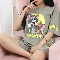 순이들 여성 톰과제리 루즈핏 반팔 반바지 상하세트 트레이닝 세트