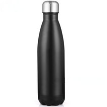 수입 온도 보온병 텀블러 죽통 마호병 업소용 에코베슬 진공 오래가는 1000ml 이중 벽 스틸 물병 병 보온 및 냉간 절연 진공 플라스크 스포츠 유지, 검은색, 500ml