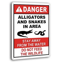WFPI 경고 표지판 안전 BarAlligators and Snakes in Area 주의 주석 사인 20.3 x 30.5cm(8 12인치)