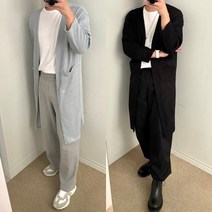 남자 롱 가디건 남녀공용 루즈핏 노버튼 애쉬 로브 가운 L XL