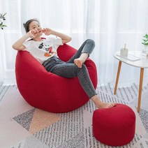 모찌 구름 1인용 휴식 낮잠 안락 수유의자 빈백, 레드M (페달+베개)