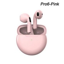 PRO6 무선 블루투스 헤드셋 TWS 러닝 스테레오 바이노럴 인이어 게임 선물 색상, Pink