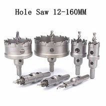 스텐 전동 드릴 비트 세트 철판용 다용도 타일용 목공 콘크리트 12-160mm tct 코어 구멍 금속 스테인레스 스틸 목재 절단 용 커터 드릴링 도구 카바이드 팁, 130mm