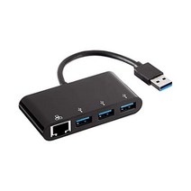 Amazon 기본 어댑터 3포트 USB 3.0 기가비트 이더넷 포트가 있는 RJ45 블랙, 1