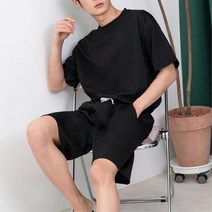 남성 오버핏 5부 고무줄 상하의 세트 트레이닝복 위아래세트 캐주얼 커플룩