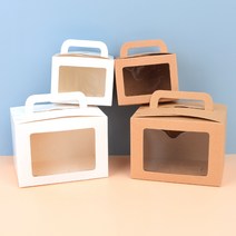 DIY 투명 사각 손잡이 선물 포장 상자 예쁜선물상자 기프트상자, 1개, 소 - 브라운