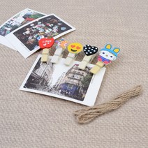 디자인 나무집게 마끈 세트 사진 사진걸이집게 장식 폴라로이드집게 즉석 사진집게, 고양이 10P