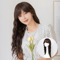 [W1045] 이사벨 롱 웨이브 가발 펌 인모100% 항암가발, 밝은갈색, 75cm, 1개