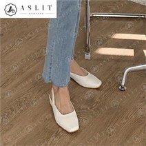 셀러허브 패션 [애슬릿] 여성 스퀘어 밴딩 슬링백 플랫 슈즈 3cm