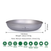 티타늄 코펠 세트 Titanium plate 캠핑 팬 접시와 메쉬 가방 야외 캠핑 식기, ti1102t
