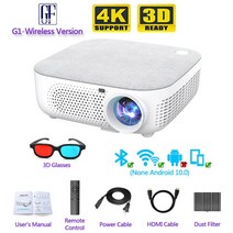 빔프로젝터 GF G1 프로젝터 9500 루멘 지원 4K 300ANSI 블루투스 와이파이 HD1920 * 1080p 3D 스크린 보정 홈 시어터, [01] JQG11, [02] 미국 플매트 카펫 러그, 01 JQ-G1-1_02 미국 플러그
