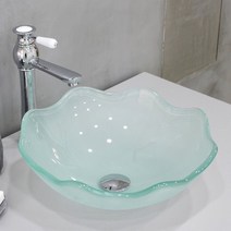 AQ1030 유리볼세면기 탑볼세면기세면대 세면기 세면볼 도기볼, 화이트 유리볼 (멍)자동폽업-BT, P트랩(벽배수) 32cm