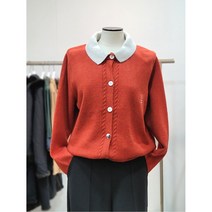 [W몰 막스카라] M24QKR360 배색 카라 니트 가디건