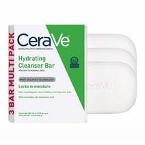 CeraVe 하이드레이팅 클렌저 바 | 비누 프리 바디 및 페이셜 클렌저 5% 세라브 모이스처라이징 크림 | 무향 | 싱글 바 127.6g(4.5온스), 4.5 Ounce (Pack of 3)