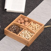 UNBAISER 고바찌 그릇 트레이 와꾸 일식 우드 격자 나눔 접시 나무 구절판 쟁반 플레이트, 3칸 대나무(접시 제외)