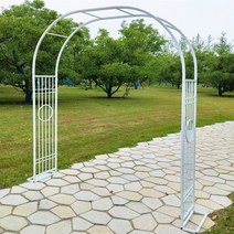 정원 화단 텃밭 옥상 야외 식물 프레임 유럽식 펜스지지대 철제 덩쿨 오이 포도 아치형 넝쿨식물 아치대문 터널형, U.화이트[가로 2.2 높이 2.3] + 크다