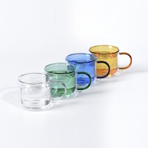 헬리오스 helios [메세몰] 컬러 이중내열유리컵 300ml 2p 세트 홈카페 머그잔 사무실 직장인 보온 보냉 유리컵, 옐로우 (2p)