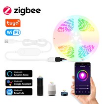 다용도 4구 6구 8구 10구 Zigbee RGBW USB Led 조명 스트립 스마트 홈 TV 백라이트 Tuya Wifi W LED 램프 H, RGB White_3m