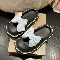 리본 교사용 실내용 사무실 통굽 키높이 슬리퍼, 블랙230-240, 1개