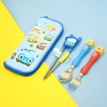 어린이집수저세트 유치원수저 타요 마스코트 젓가락 스푼포크케이스세트 연습젓가락