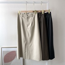 A라인 앞트임 가죽 레더 레자 미디 롱 스커트 3컬러 M L