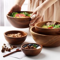 아카시아 나무 그릇 우드볼 샐러드볼 1호 시리얼 요거트 디저트 볼 식기 공기 밥그릇
