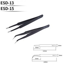 속눈썹집게 왁싱 트위저 핀셋 족집게 쪽집게 2/6PS 정밀 족집게 세트 정전기 방지 스테인레스 스틸 수리 도, 04 ESD-13 and ESD-15