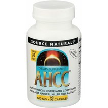 소스 내추럴스 AHCC 500mg 60캡슐 With BioPerine Active Hexose Correlated Compound, 60캡슐, 1병