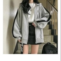 Makone 중학생맨투맨스웨터 INS 유행 맨투맨 여자 봄가을 중학생 가디건 후드 교복위에 후드티 교복후드 여성의류
