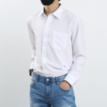 옴므오브제 남자 남성 스판 일자핏 솔리드 와이셔츠 RS-901